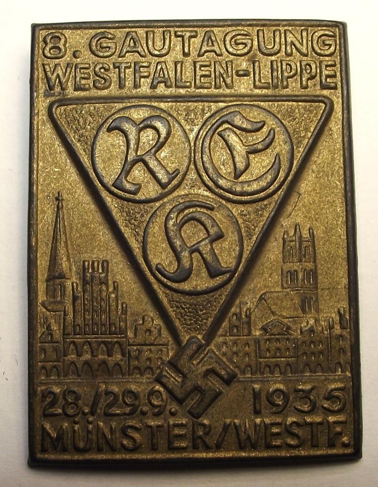 REK Event Badge/Tinnie. Gautagung Westfalen-Lippe, 1935.
