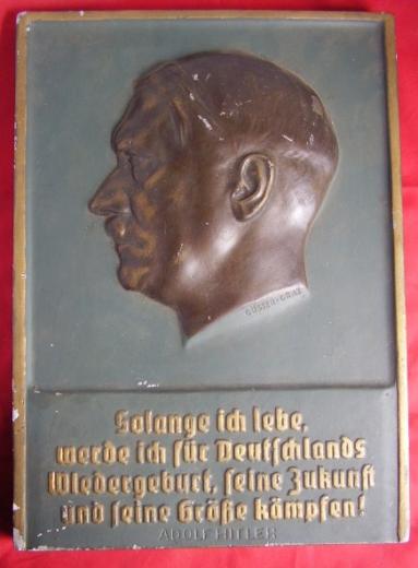 Large Adolf Hitler Plaque.