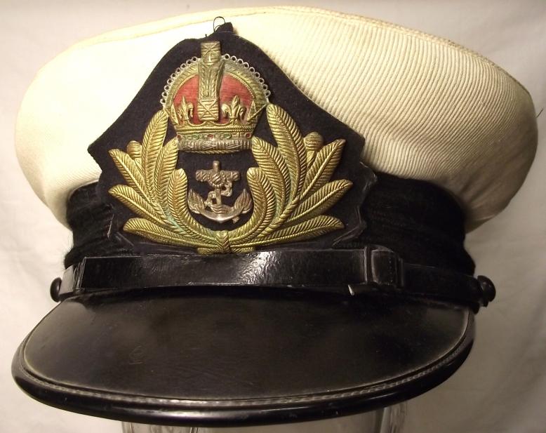 WW2 Royal Navy Officers White Topped Visor Cap.