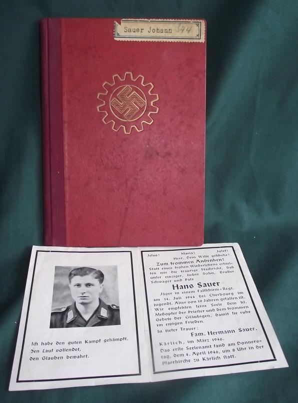 Fallschirm-Regt Death Card, July14/44. Cherbourg.