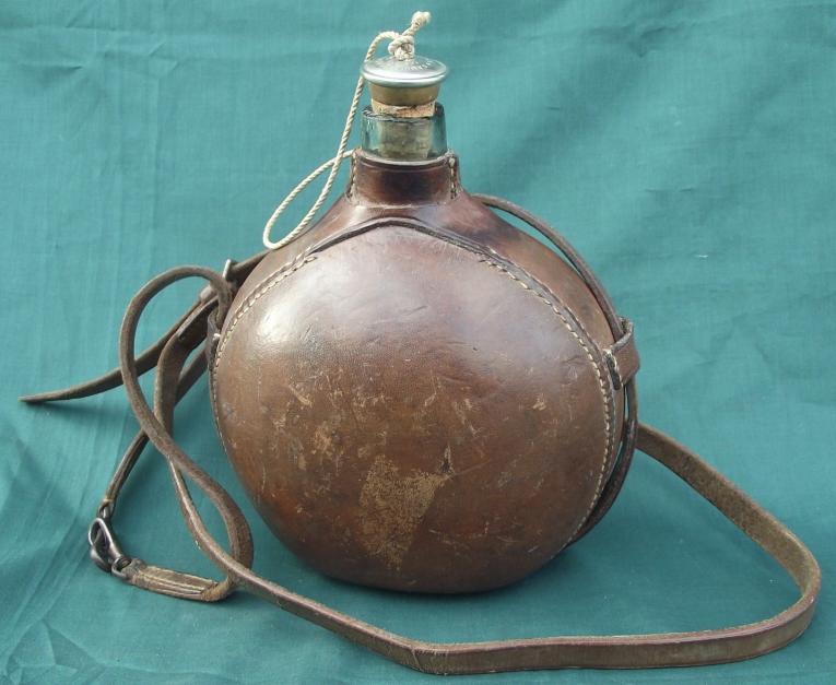 Victorian  Leather Covered Glass Water Bottle.