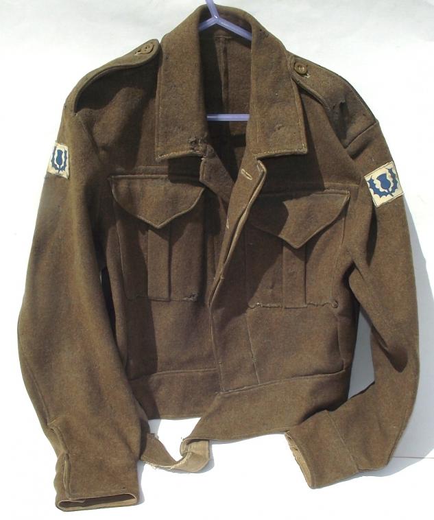 1945 Belgium Made Battle Dress With Formation Patches.