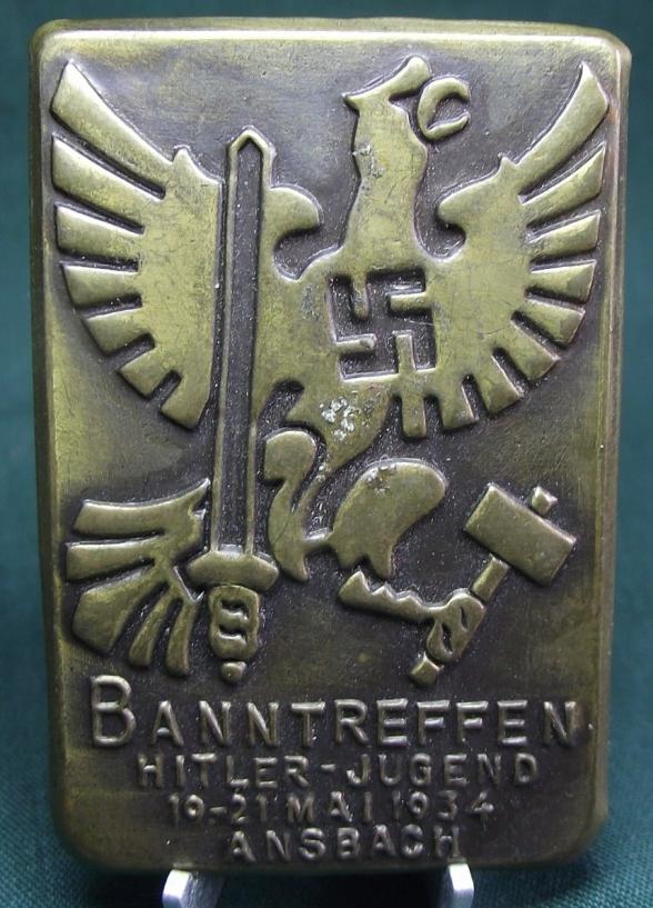 Hitler Youth Event Badge/Tinnie.1934,Banntreffen Ansbach.