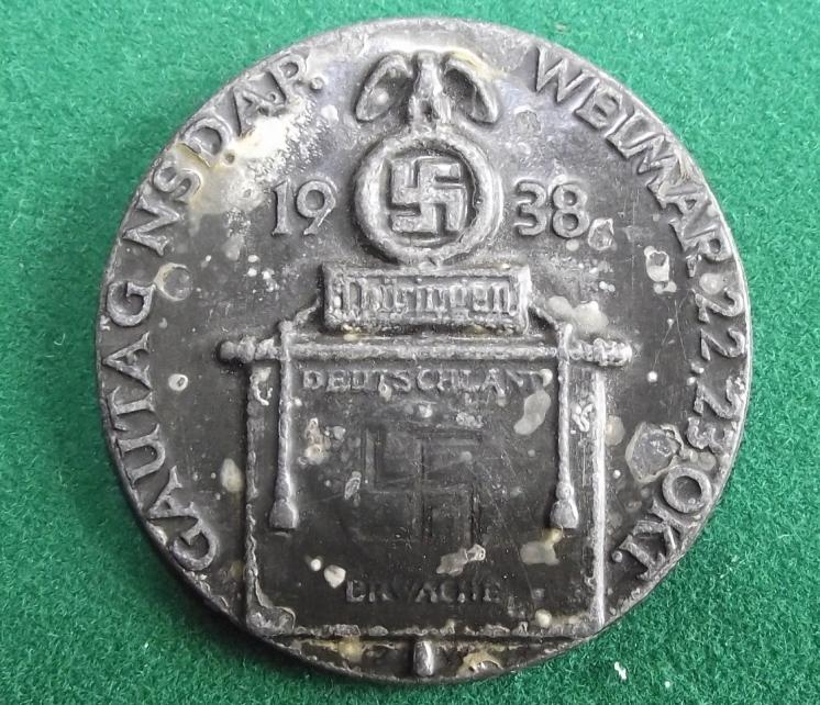 1938 NSDAP Gautag Weimar Event Badge/Tinnie.