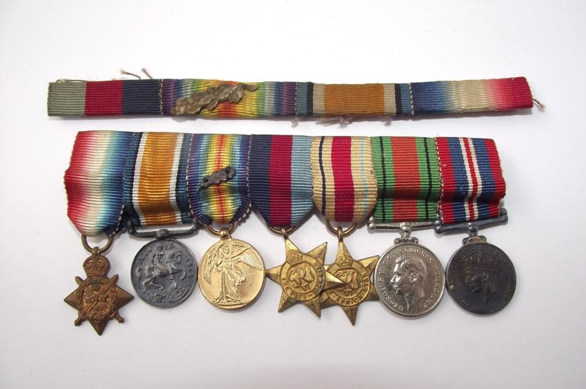 British MID and 1914 Star, WW1 /  WW2 Miniture Medal Bar and Ribbon Bar..