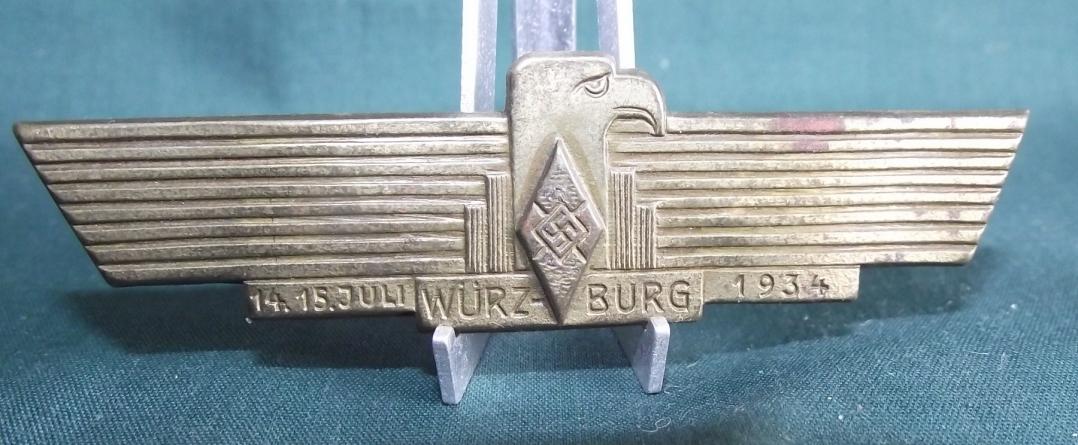 Hitler Youth Event Badge/Tinnie.1934 Wurzburg.