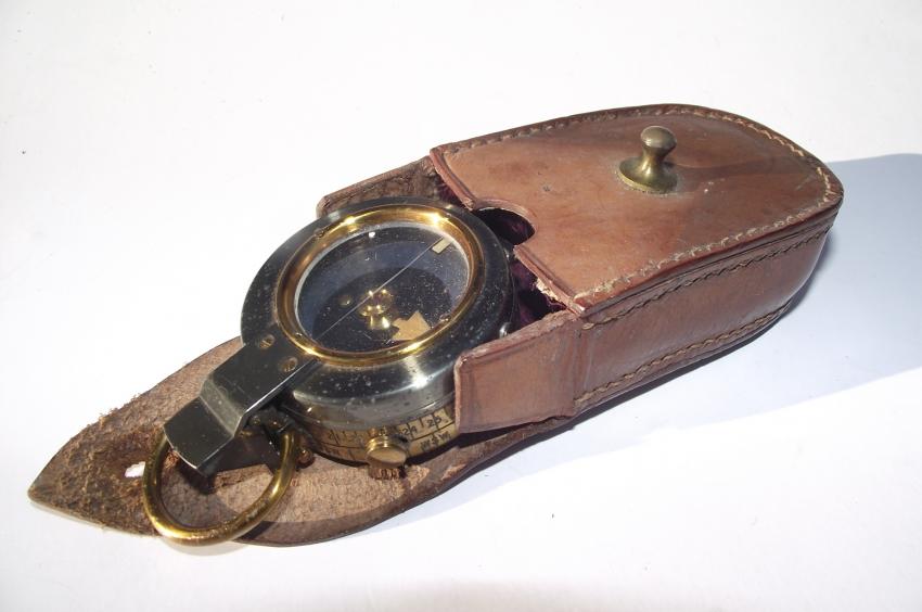 WW1 British Officers Compass and Leather Case.