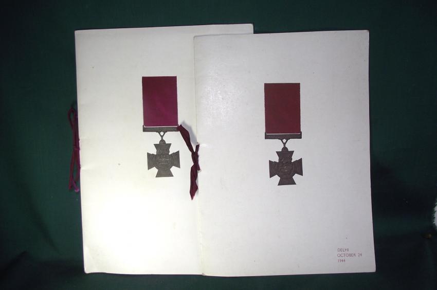 Two Victoria Cross Award Ceremony Programmes, Delhi 1944 and 1945.