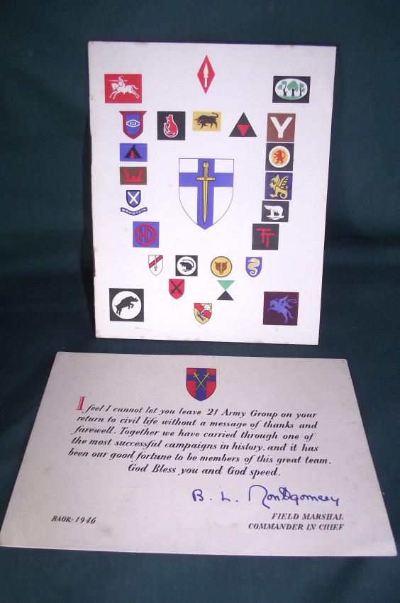 21st Army Message from Montgomery To His Troops and a 2nd Army Thanksgiving Service Booklet.