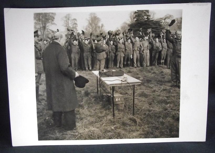 Large Photo, Churchill With Front Line Troops.
