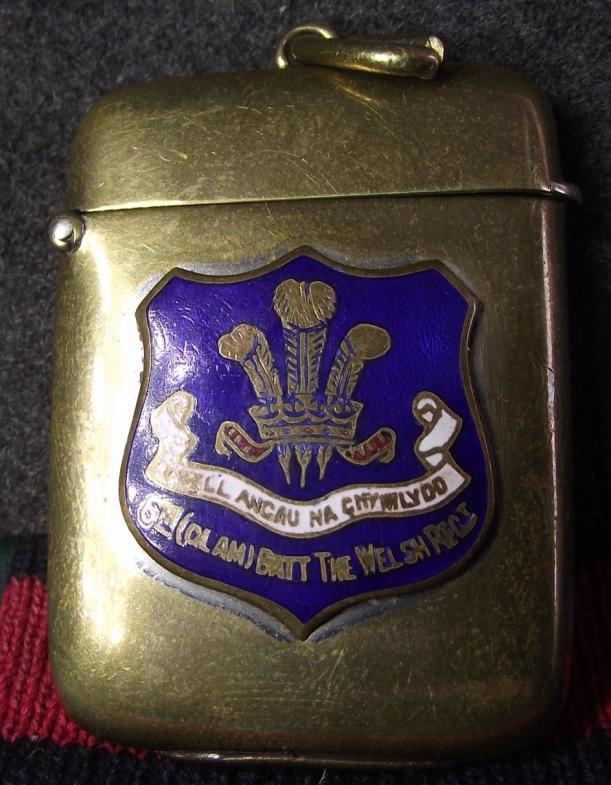 WW1 6th Glamorgan Battalion, The Welsh Regiment, Brass Match Safe/Striker.