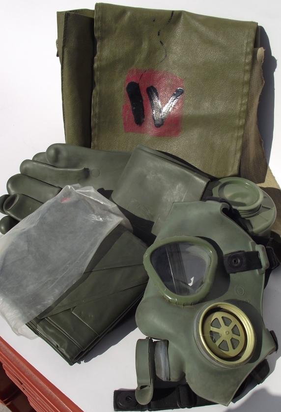 PRICE REDUCED. Complete Iraqi Gasmask, Bag and Chemical kit, Unit Mark and Named.