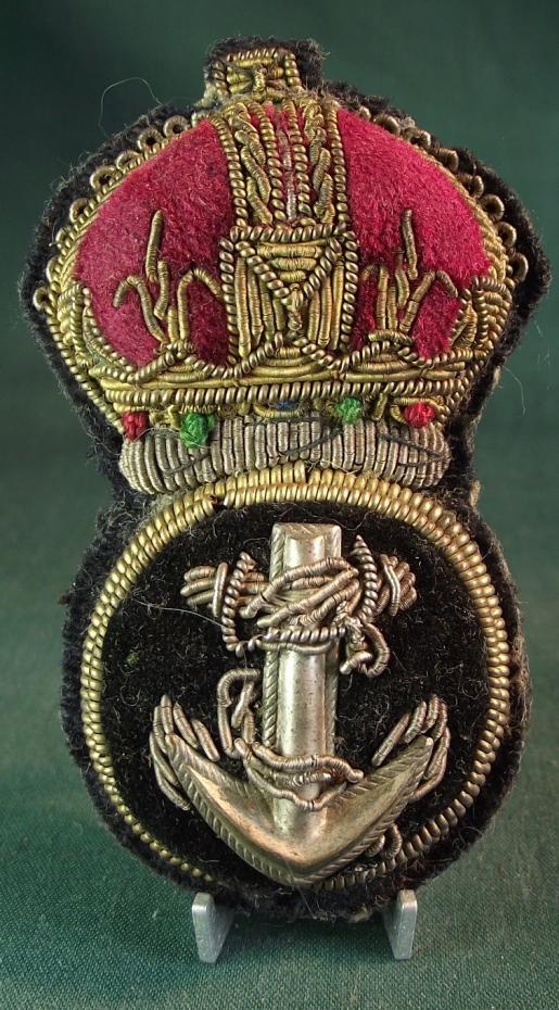 Royal Naval Petty Officers Visor Cap Badge, Bullion.