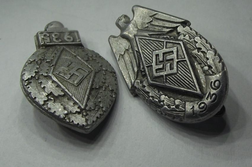 Two Hitler Youth Sports Participants Badges, 1935/36.