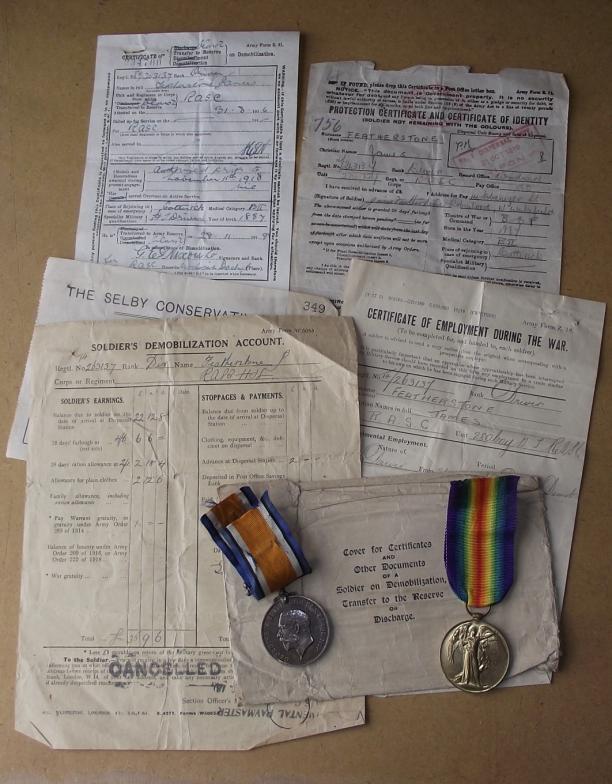 WW1 Medal Pair and Documents.