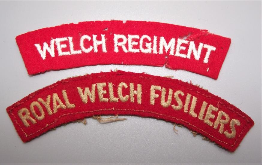 Shoulder Titles.Welch Regiment and Royal Welsh Fusiliers.