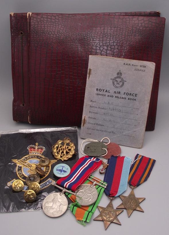 RAF Burma Medal Group, Photo Album and Release Book.