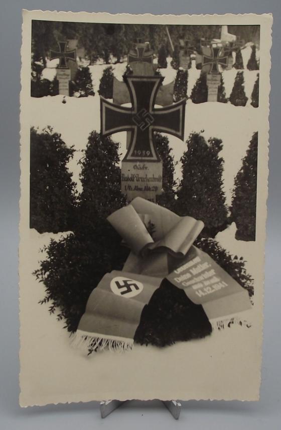 German Panzer Man Grave Photo Postcard.