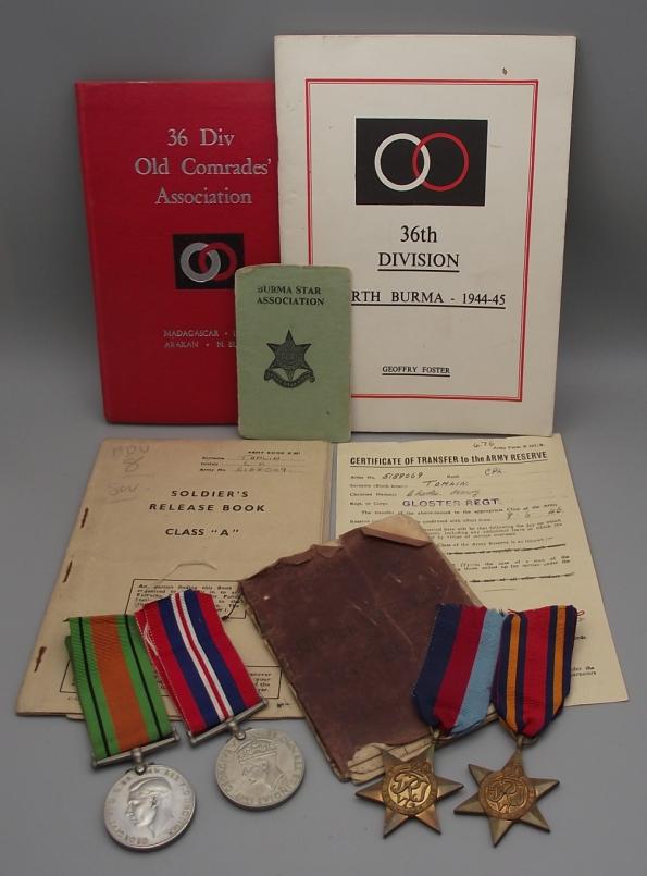 Burman 36th Division  Gloucestershire Regiment Medals and Documents.