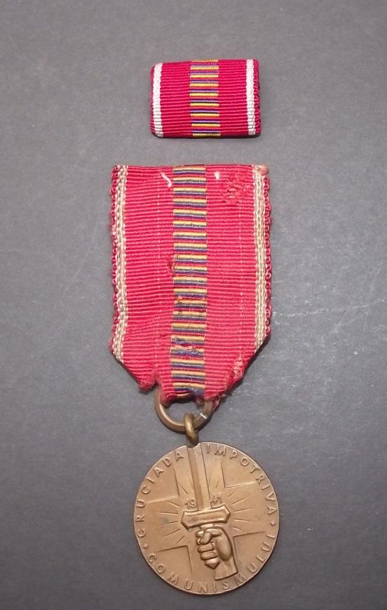 Romanian Crusade Against Communism Medal and Ribbon Bar.