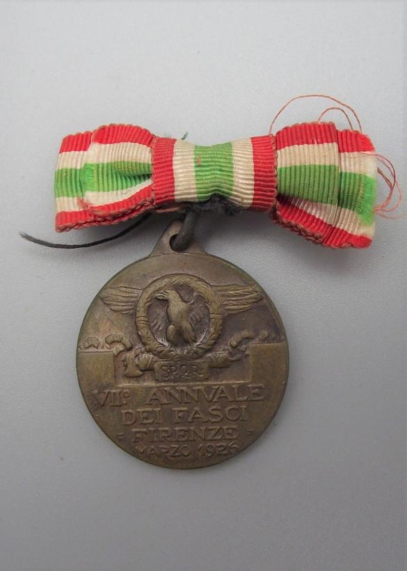 Italian Medal, VII-Annvale Dei Fasci-Firenze-Marzo 1926.