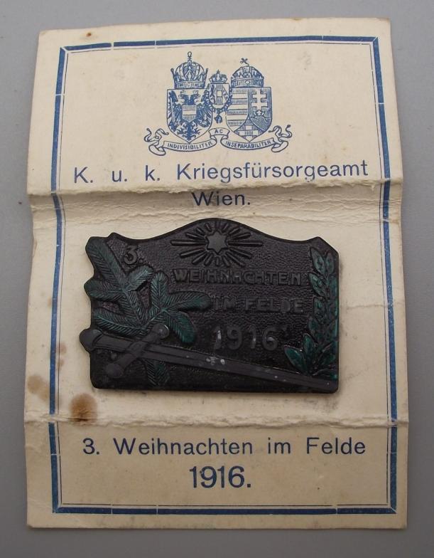 WW1 Austrian Feldmutze Badge. Weihnachten Im Felde, 1916.