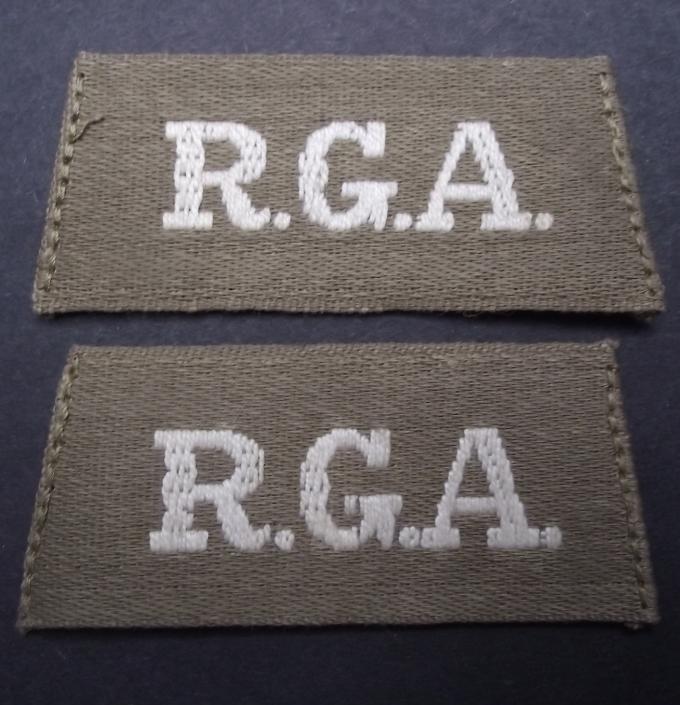 WW1 R.G.A. ''Slip On'' Shoulder Titles.