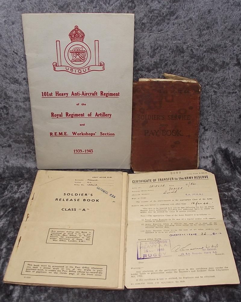 Royal Artillery, 101st Heavy AA Regiment, Pay and Release Books, Burma.