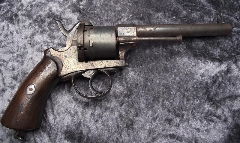 Large Obsolete Caliber Army Model Belgium Six Shot Pinfire Revolver
