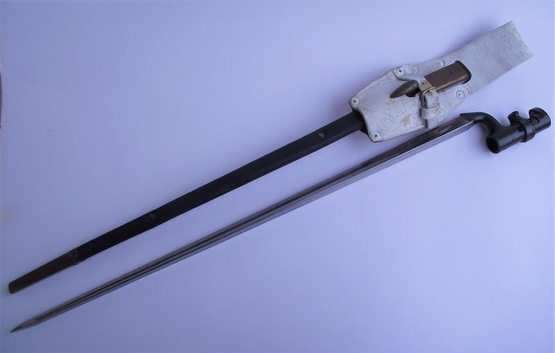 British 1876 Pattern '' Bayonet Common Long'' Socket with Period Leather Frog.