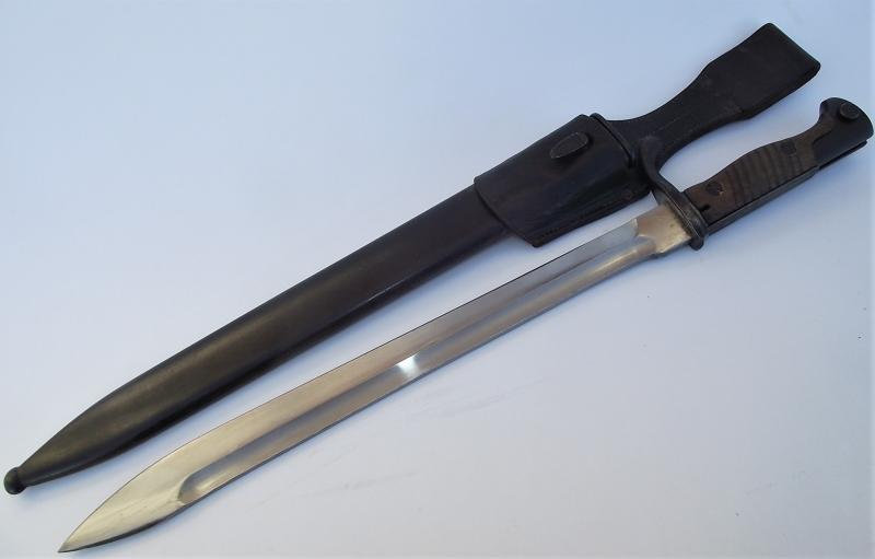 German S98/05 Pattern Sawback Removed Bayonet. Mauser Marked Blade and Scabbard.