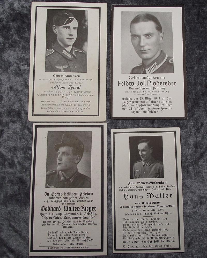 4 X German Death Cards.