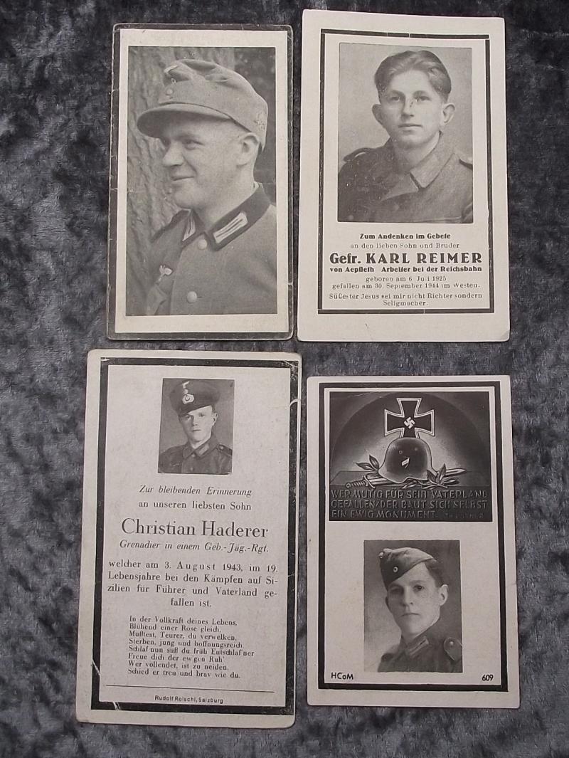 4 X German Death Cards.