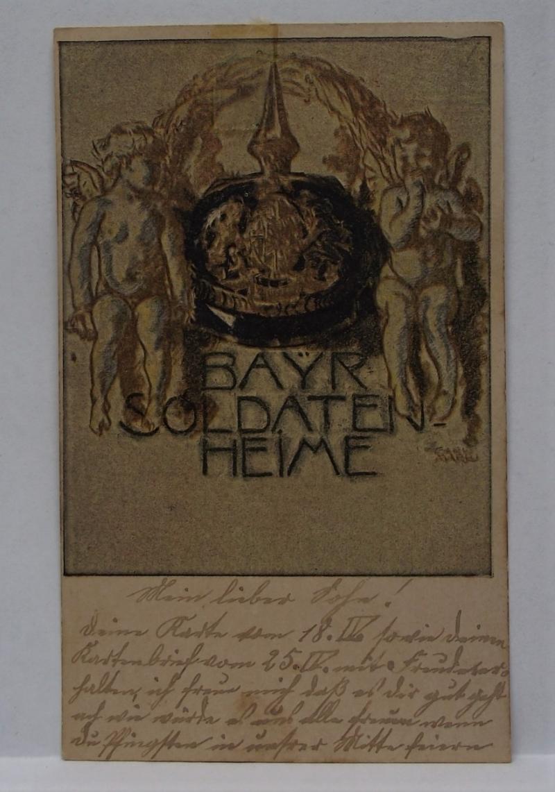 Imperial German Post Card. BAYER SOLDATEN HEIME, 1918.
