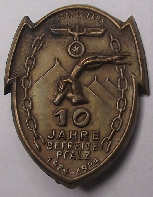 1924/34 Befreite Pfalz Event Badge/Tinnie.