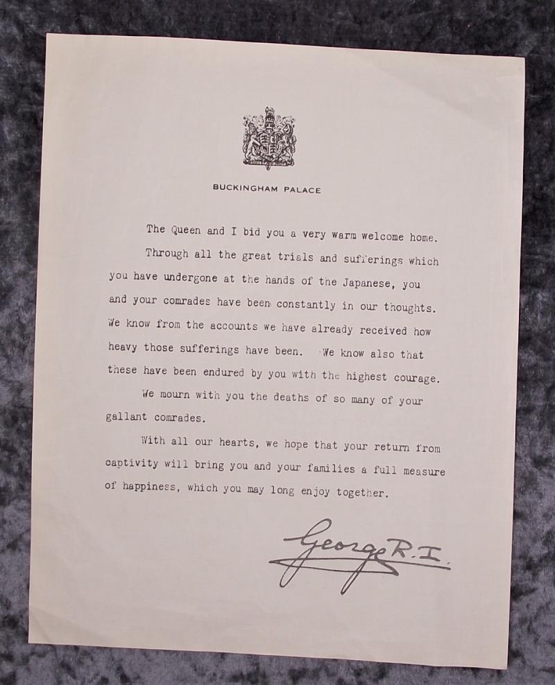 WW2 British Japanese POW Buckingham Palace Message and Soldiers Release Book.