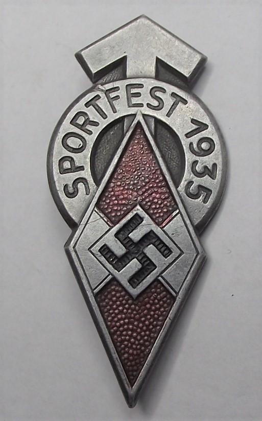 Hitler Youth 1935 Sportsfest Event Badge / Tinnie.