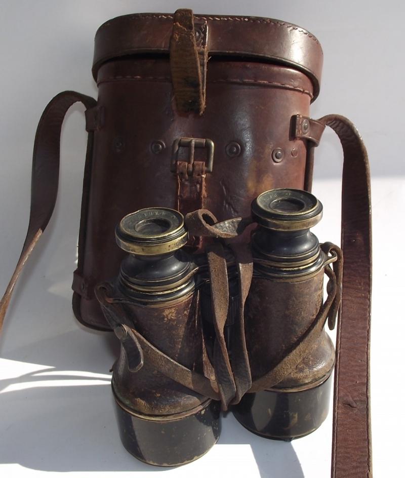 WW1 1917 Dated British Binoculars and Leather Case.