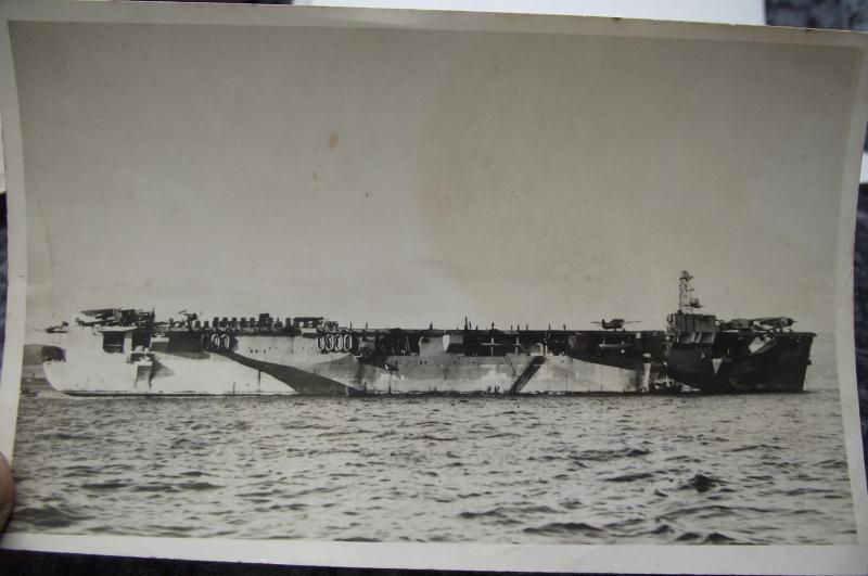 3 X WW2 Royal Navy Escort Carrier Photos.