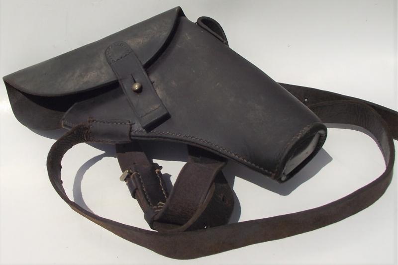 1943 Dated British Flare Pistol Leather Holster and Carry Strap.