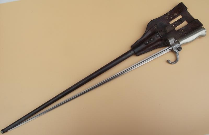 French 1886 Lebel Bayonet and Leather Frog.