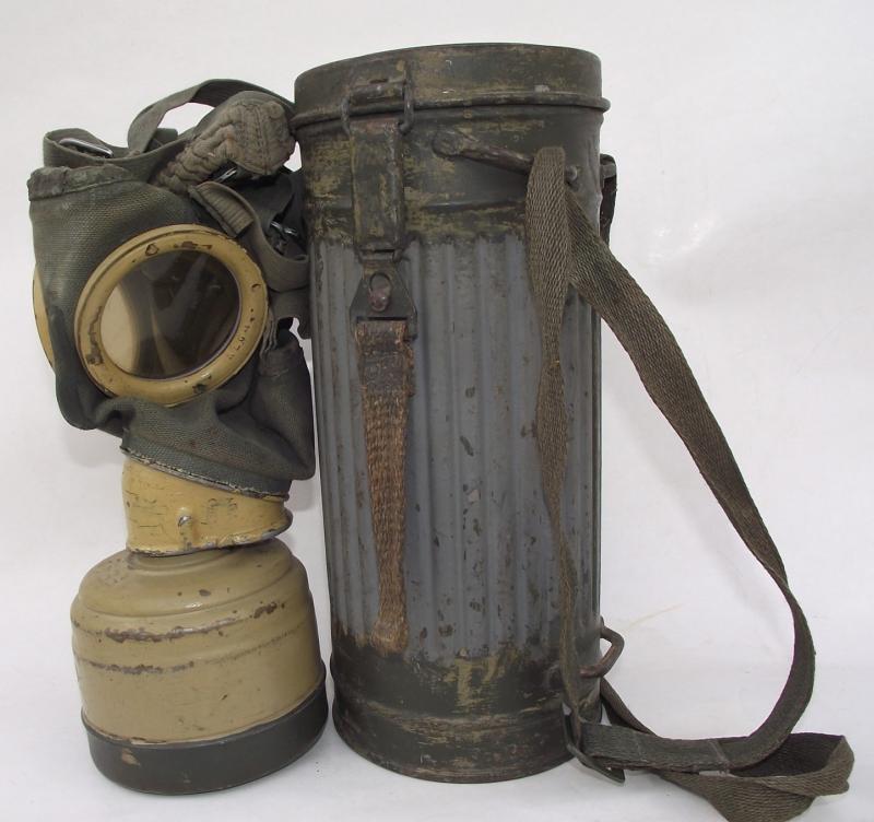 German M30 Gas Mask and Camo Canister.