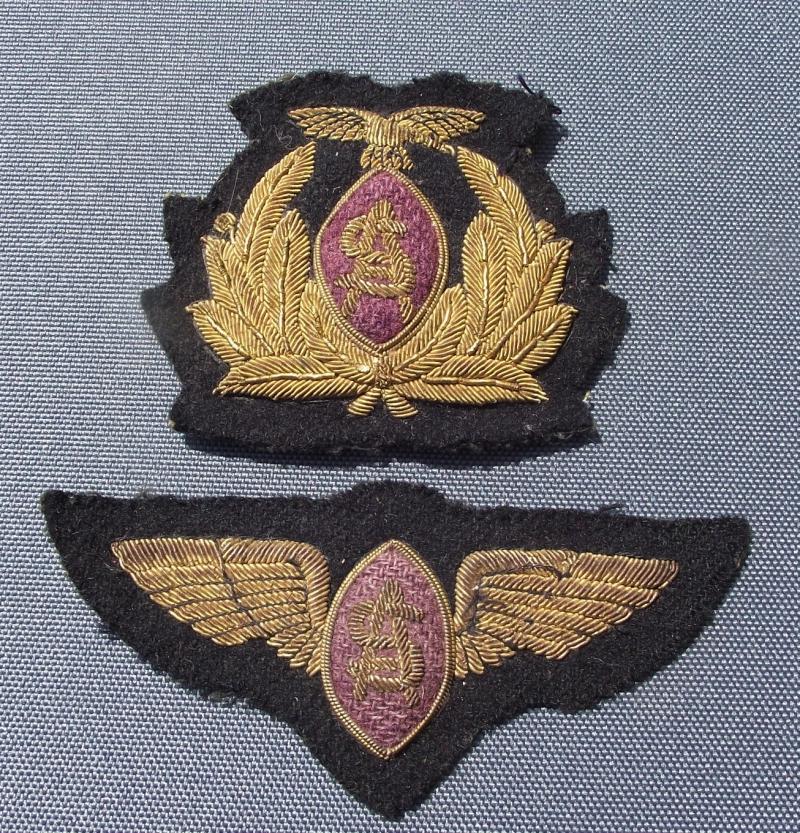 Airline Bullion Cloth Badges, Pilots Wing and Cap Badge.