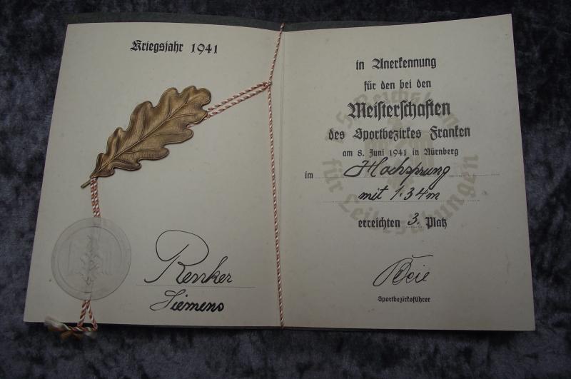 1941 Dated NSRL Sports Certificate.