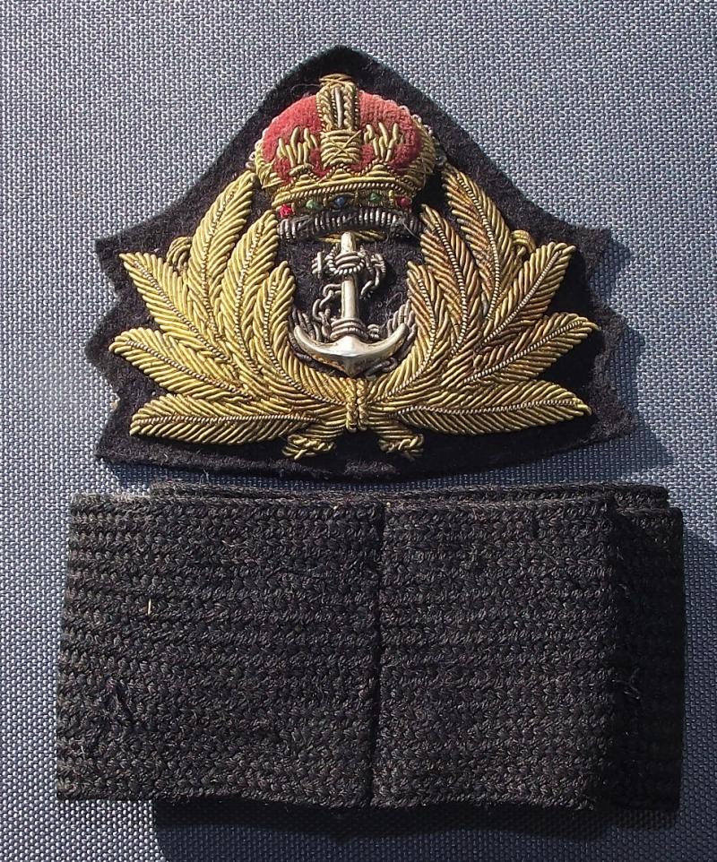 Royal Navy Bullion Officers Cap Badge and Band.