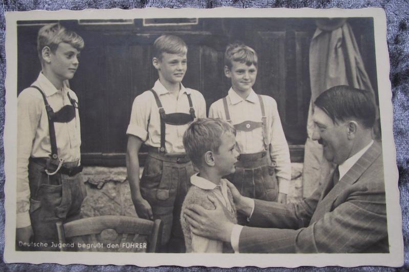 WW2 German Photo Post Card. German Youth Meet The Leader.