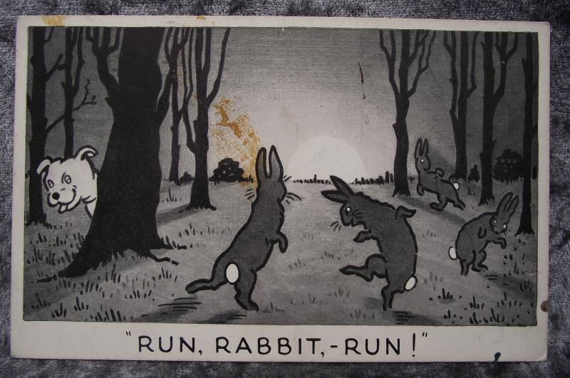 WW2 British Post Card. Run Rabbit Run, 1944.