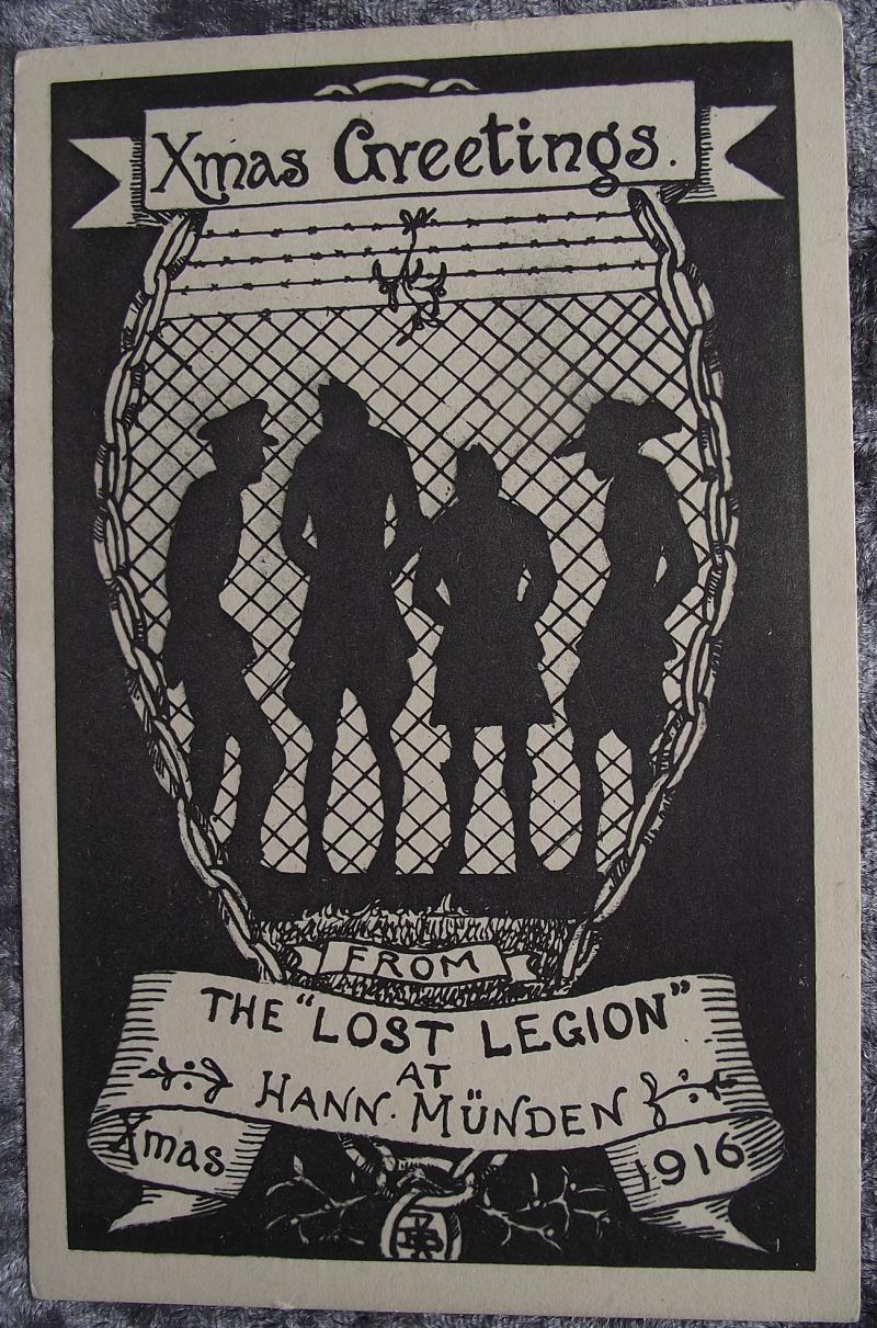 WW1 British Post Card. The Lost Legion. Hann Munden POW Camp, 1916.