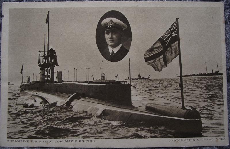 WW1 British Post Card. Submarine E9, Lieut Max Horton, DSO.