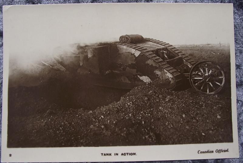 WW1 British Post Card. Tank In Action.